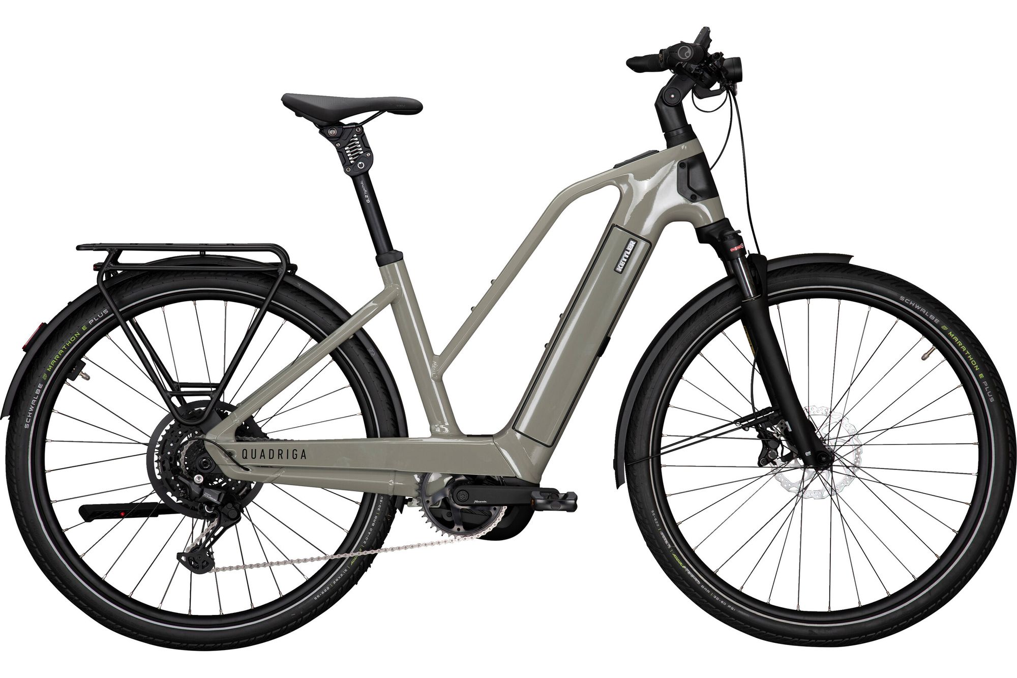 E-Bike KETTLER Alu-Rad QUADRIGA CX10 10G 800Wh Trapez CX 28" Kiox 500 gentlemen's grey