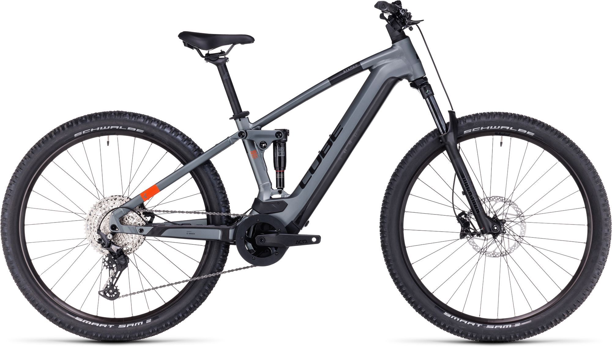 E-MTB Fully Cube Stereo Hybrid 120 Pro 750 27.5" 12G smart CX flashgrey´n´orange