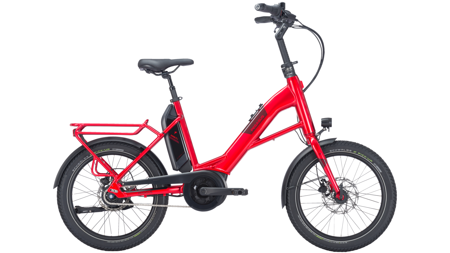 E-Bike PEGASUS Swing E8R Disc 500 Wh Purion Wave 20 Zoll Active Plus chrome crimson red